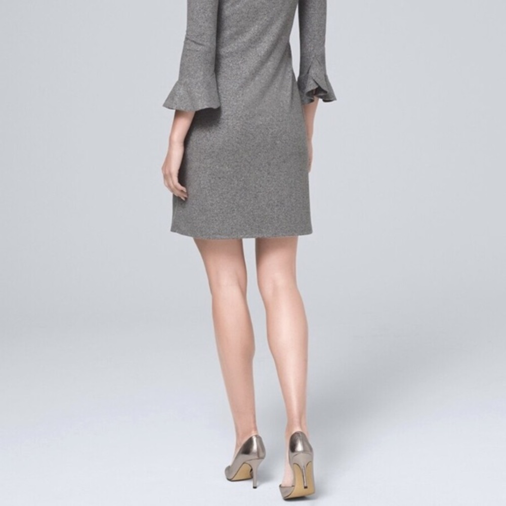 Whbm Metallic Flutter Cuff Sweater Shift Dress Me… - image 3